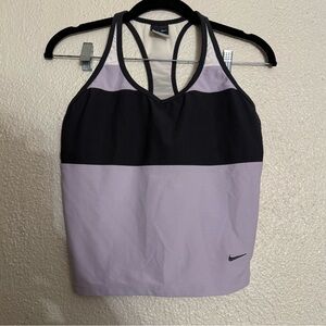 Nike Dri-FIT Swoosh Bra Tank Top in Lilac grey and white size medium